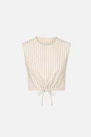 Kadın Çizgili Beli Büzgülü Bluz (TENCEL)™ - Lacivert Çizgili