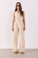 Kadın Clara Wide Leg Off White Palazzo Pantolon Lyocell (Tencel™) - Off White