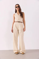 Kadın Clara Wide Leg Off White Palazzo Pantolon Lyocell (Tencel™) - Off White