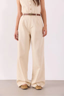Kadın Clara Wide Leg Off White Palazzo Pantolon Lyocell (Tencel™) - Off White