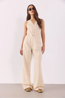 Kadın Clara Wide Leg Off White Palazzo Pantolon Lyocell (Tencel™) - Off White