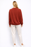 Kadın College Baskılı Sweatshirt %100 Pamuk - Kiremit