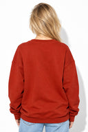 Kadın College Baskılı Sweatshirt %100 Pamuk-Kiremit