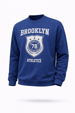 Kadın College Baskılı Sweatshirt %100 Pamuk - Navy
