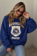 Kadın College Baskılı Sweatshirt %100 Pamuk-Navy