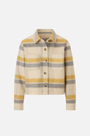 Kadın Crop Ekose Gömlek Ceket - Hardal