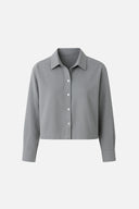Kadın Crop Gömlek %100 Keten - Gri