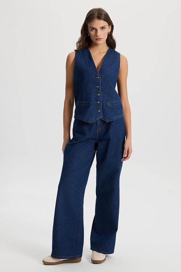 Kadın Dark Blue Jean Yelek