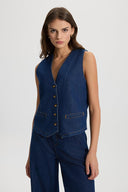 Kadın Dark Blue Jean Yelek %100 Pamuk - Dark Blue