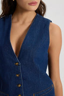 Kadın Dark Blue Jean Yelek %100 Pamuk - Dark Blue