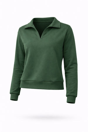 Kadın Denizci Yaka Regular Fit Yumuşak Dokulu Sweatshirt (CUPRO) - Haki