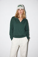 Kadın Denizci Yaka Regular Fit Yumuşak Dokulu Sweatshirt (CUPRO) - Haki