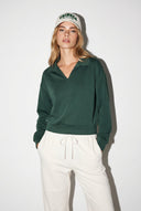 Kadın Denizci Yaka Regular Fit Yumuşak Dokulu Sweatshirt (CUPRO) - Haki