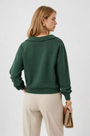 Kadın Denizci Yaka Regular Fit Yumuşak Dokulu Sweatshirt (CUPRO) - Haki