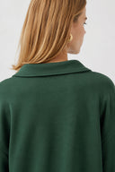 Kadın Denizci Yaka Regular Fit Yumuşak Dokulu Sweatshirt (CUPRO) - Haki