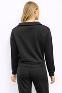 Kadın Denizci Yaka Regular Fit Yumuşak Dokulu Sweatshirt (CUPRO) - Siyah