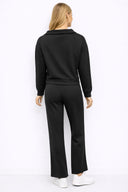 Kadın Denizci Yaka Regular Fit Yumuşak Dokulu Sweatshirt (CUPRO) - Siyah