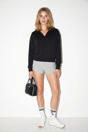 Kadın Denizci Yaka Regular Fit Yumuşak Dokulu Sweatshirt (CUPRO) - Siyah