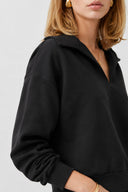 Kadın Denizci Yaka Regular Fit Yumuşak Dokulu Sweatshirt (CUPRO) - Siyah