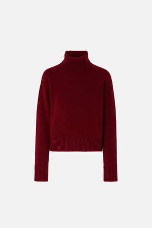 Kadın Dik Yaka Kalın Triko - Bordo