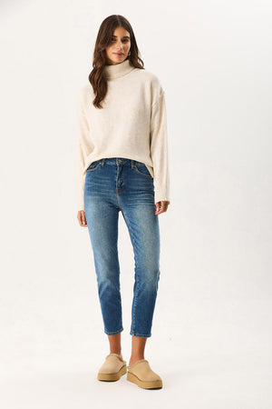 Kadın Dik Yaka Kalın Triko - Fildişi