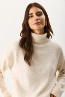 Kadın Dik Yaka Kalın Triko - Fildişi