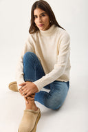 Kadın Dik Yaka Kalın Triko - Fildişi