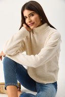 Kadın Dik Yaka Kalın Triko - Fildişi