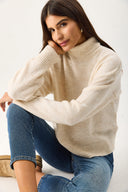 Kadın Dik Yaka Kalın Triko - Fildişi