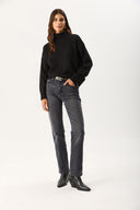 Kadın Dik Yaka Kalın Triko - Siyah