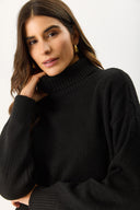 Kadın Dik Yaka Kalın Triko - Siyah