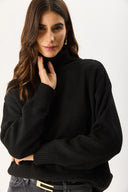 Kadın Dik Yaka Kalın Triko - Siyah