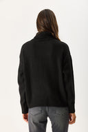 Kadın Dik Yaka Kalın Triko - Siyah