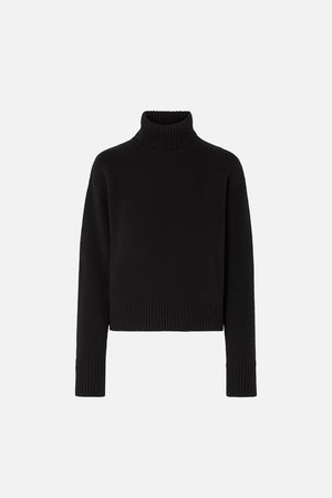 Kadın Dik Yaka Kalın Triko - Siyah