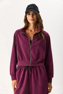 Kadın Dik Yaka Yanı Şeritli Yumuşak Dokulu Sweatshirt (CUPRO) - Bordo