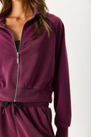 Kadın Dik Yaka Yanı Şeritli Yumuşak Dokulu Sweatshirt (CUPRO) - Bordo