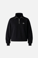 Kadın Eliza Kontrast Fermuar Detaylı Polo Yaka Sweatshirt %100 Pamuk - Siyah