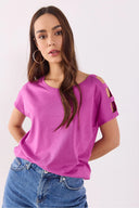 Kadın Elsa Bisiklet Yaka Omzu Detaylı Modal Tişört Lyocell (Tencel™) - Leylak