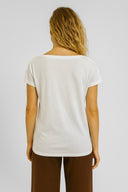 Kadın Elsa Bisiklet Yaka Omzu Detaylı Modal Tişört (TENCEL)™ - Beyaz