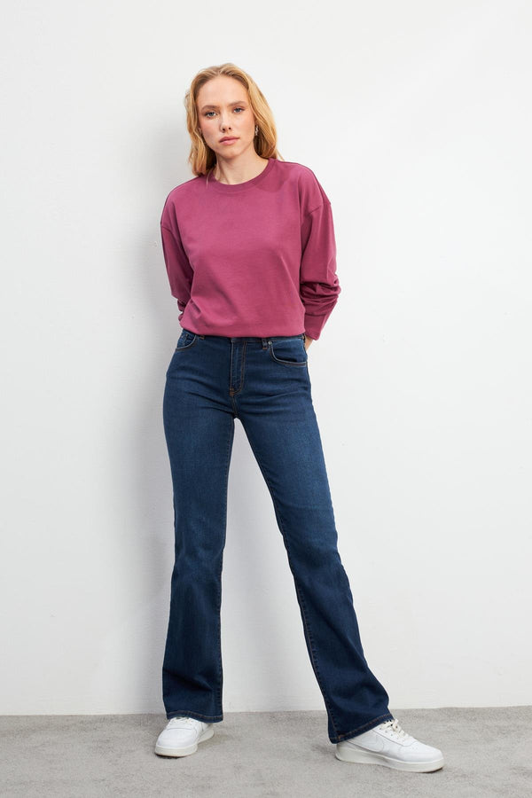 Emilie Blue Black Bootcut Jean Pantolon(TENCEL)(TM) - BLUE BLACK - 11940BB-508