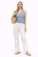 Fiona Med Blue Jean Yelek-Med Blue