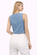 Fiona Med Blue Jean Yelek-Med Blue