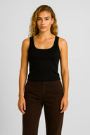 Kadın Fitilli Kalın Askılı Top - Siyah