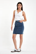 Kadın Freya Dirty Med Blue Regular Fit Jean Etek - Dirty Med Blue