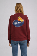 Kadın Fruit Market Baskılı Sweatshirt %100 Pamuk - Bordo