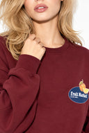 Kadın Fruit Market Baskılı Sweatshirt %100 Pamuk-Bordo