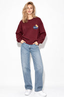 Kadın Fruit Market Baskılı Sweatshirt %100 Pamuk-Bordo