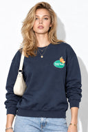 Kadın Fruit Market Baskılı Sweatshirt %100 Pamuk-Navy