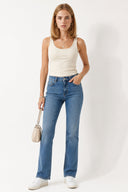 Kadın Gabriel Med Blue Straight Fit Jean Pantolon - Med Blue