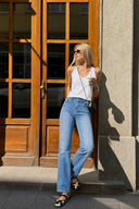 Kadın Gabriel Med Blue Straight Fit Lyocell Jean Pantolon-Med Blue